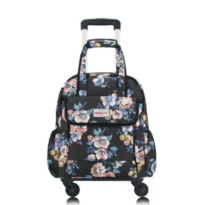 Women Travel Trolley Bags travel Backpack with wheel Rolling luggage trolley backpack waterproof Oxford Rolling Baggage Suitcase - Цвет: not Uninstall