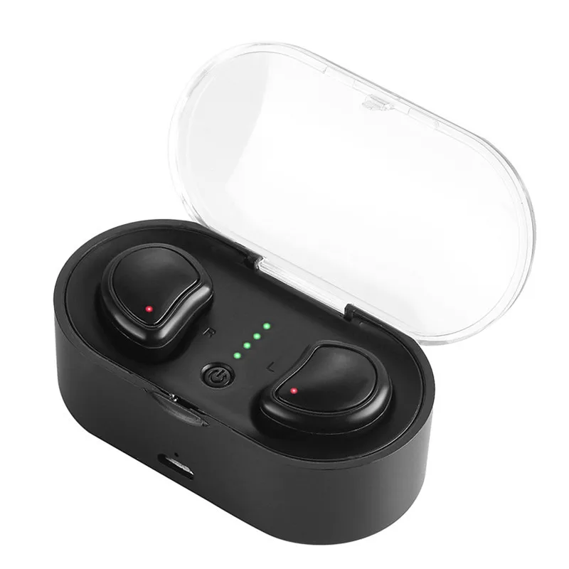 

Mini Binaural Bluetooth Headset with Charging Box Wireless Sports Bluetooth In-Ear Earphone Active Noise-Cancellation Earbuds