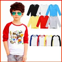 Customized Baby Boys T-Shirts Long Sleeve Solid Print Children Tees Shirt Autumn 100% Cotton LOGO Girl Tops Personalized T Shirt 1