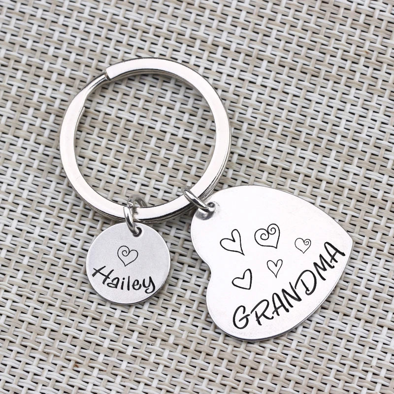 

Name Customized Private Love Grandma Key Chain Gift Heart Pattern Birthday Gift To Grandma Souvenir Jewelry Charm Keyring