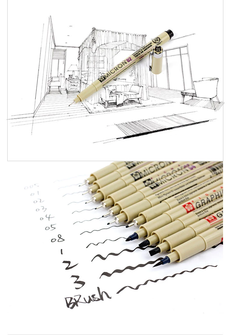 TUNACOCO 0,2-3 мм японский бренд Sakura художественная маркер ручка Scriptliner чернила гелевая ручка для рисования эскизов школьные офисные принадлежности Bb1710055