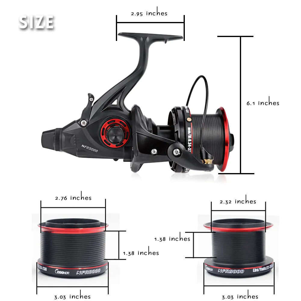 COONOR NFR9000+ 8000 12+ 1BB передаточные отношения до 4,6: 1 полностью металлическая спиннинговая Рыболовная катушка с двойной катушкой Складная ручка