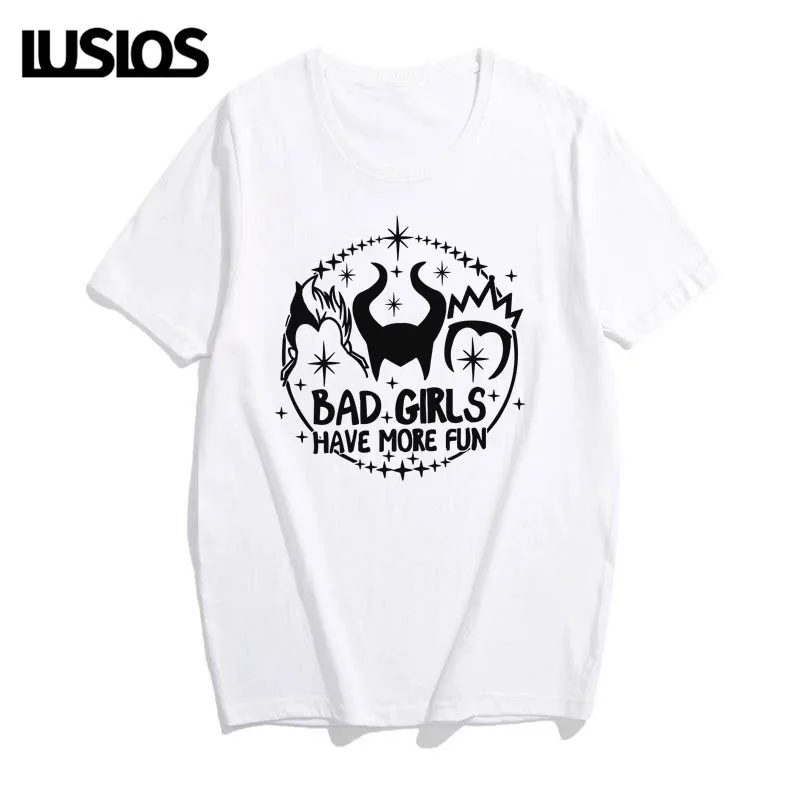 

LUS LOS Chillin' like a Villain Punk Style Cotton T-Shirts ON WEDNESDAY WE WEAR BLACK Vintage Women Clothes Hipster Casaul Tees