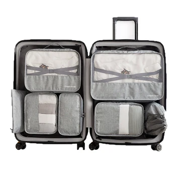 

Travel Bag Canvas Trolley Bag Large Capacity Assorted Travel Bag Kit 7Pieces Series Suitable for all kinds of leisure travel