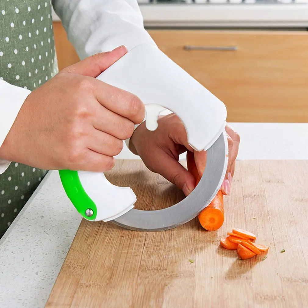 

Practical Home Kitchen Gadgets Portable Stainless Steel Round Shape Vegetable Chopper Slicer Cutter Knife Kitchen Accessories