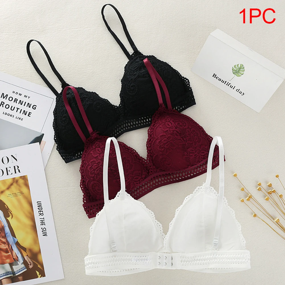 

Fine French Style Bralette Triangular Wireless Lace Cup Woman Lingerie Soft Bra Seamless Underwear Deep V Girls