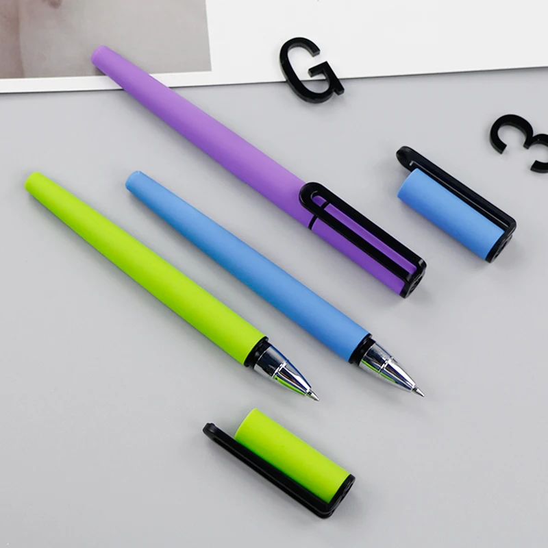 200 шт./лот пластиковая гелевая ручка 0,5 мм черные гелевые чернила рекламные ручки для письма подарок