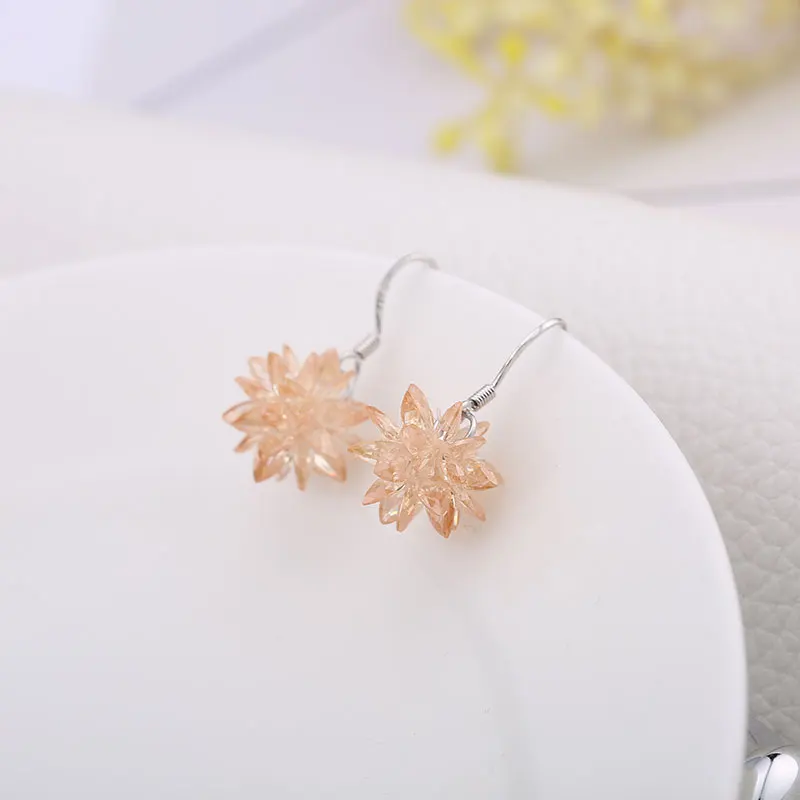 Fashion earring with Stone белый хрустальный лед цветок женский стерлингового серебра 925 пробы дамы 'падение серьги ювелирные изделия Pendientes бижутерия