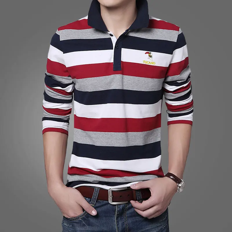 Men Clothes 2019 Cotton Polo Shirt Men's Long Sleeve Spring And Autumn Youth Men'S Lapel Striped Polo Men Top Tees Homme