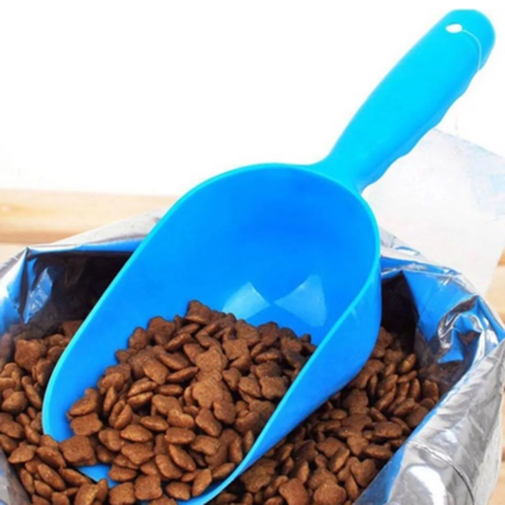 

New Cute Pet Dog Cat Bird Rabbit Food Feeder Bowl Scoop Shovel Tool Plaseic Green Blue Pink 25*8*6cm Pet Feeding Supplies Tools