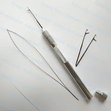 1 шт. Серебристая рукоятка для натягивания иглы для микро-кольца со звеньями инструменты для наращивания волос 3 иглы+ 1 стальная проволока