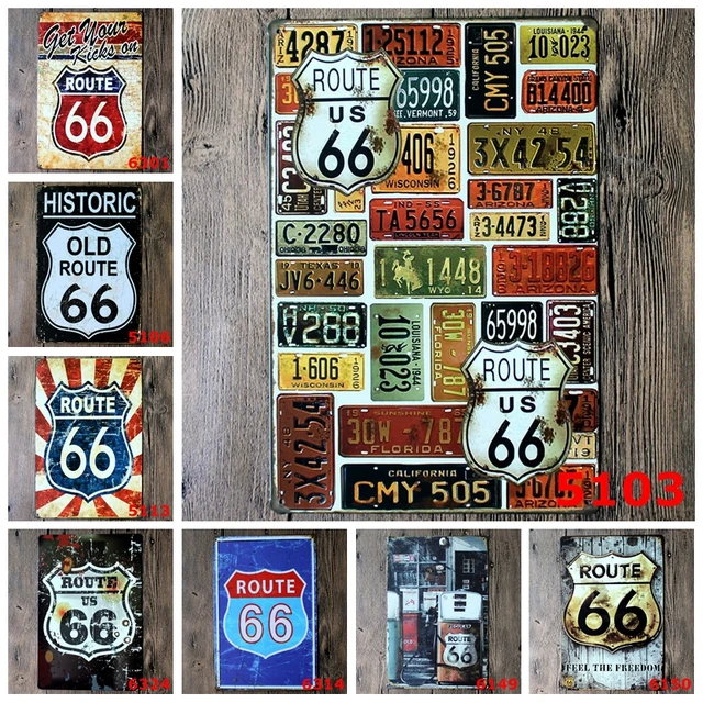 American Historic Old Route 66 Metal Tin Signs Home Decor Wall Art American Historic Old Route 66 Metal Tin Signs Home Decor Wall Art Painting Plaque For Bar