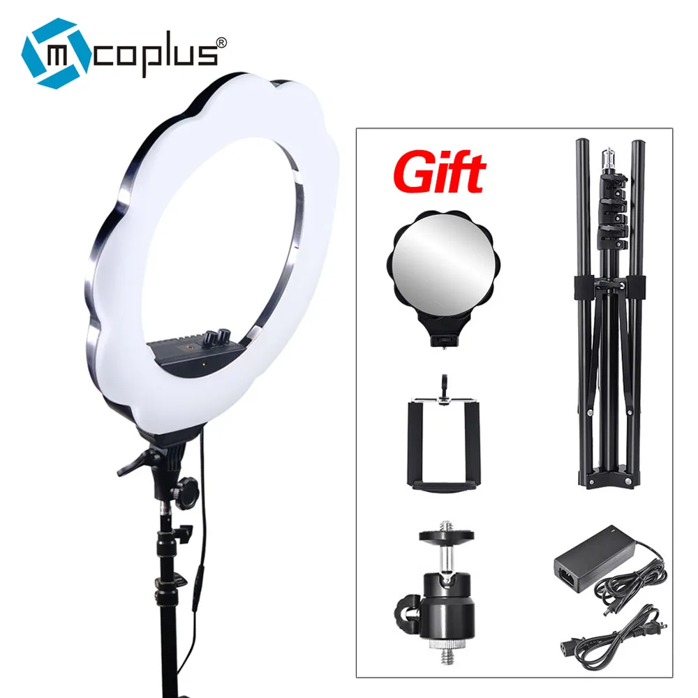 

Mcoplus Photographic Lighting 384 LED Bi-color 3000K-6000K Dimmable Camera Phone Photography Ring Light Lamp