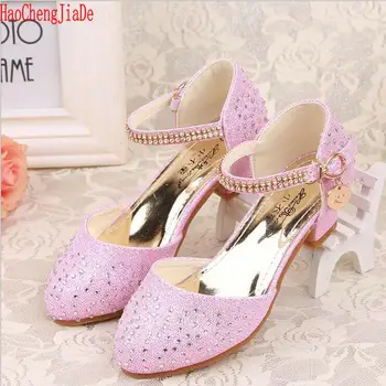 

2018 New Summer Children Princess Sandals Girls Dance Shoes High Heels Dress Shoes Kids Party Shoes For Girls Of 3 Colors