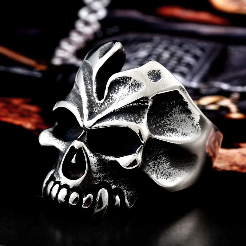 BEIER New Head Skull Ring Stainless Steel Lion People Punk Motorcycle Biker Jewelry For Man And Boy BR8-356