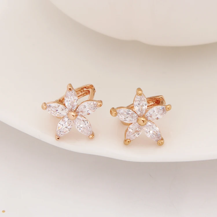 

hesiod AAA cubic crystal hoop earrings valentine days gifts flower trendy earrings jewelry wholesale