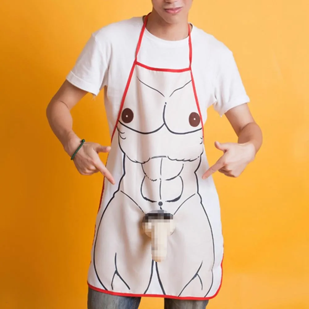 NEW Sexy Novelty Mens Waterproof Polyester Cooking Aprons Funny Manga Kitchen Apron For Baking