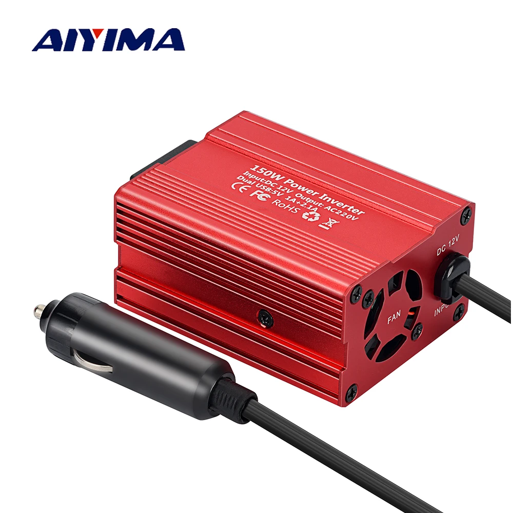AIYIMA 150W Power Inverter DC12V To 220V Dual USB EU Plug For Home