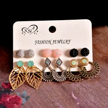 Новые женские модные ювелирные изделия Нарядная, для девочек винтажные серьги с синим/розовый смешанный стиль 6 пар/компл. серьги агента доставки