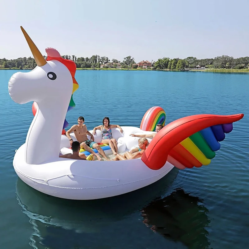 6 человек надувной гигантский Единорог плавающий для бассейна остров бассейн Озеро пляж вечерние плавающие лодки взрослые водные игрушки надувные матрасы