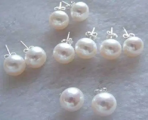 

shipping >>>>>>5Set 7-8MM White Akoya Cultured Pearl Earring AAA