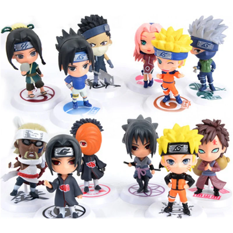 

6pc/set Anime Naruto Action Figure toys 3" Q Version Naruto PVC Figures Model Collection 12pcs Full Set