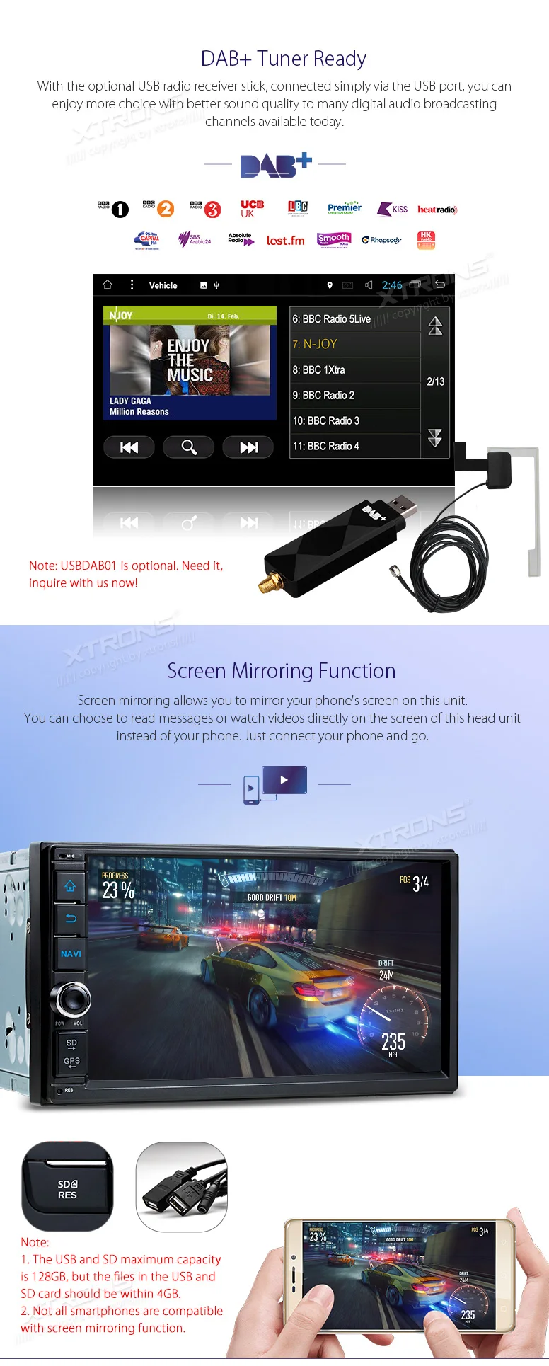 Flash Deal XTRONS 7 inch Android 7.1 Radio In Dash Universal Car Stereo Autoradio Player OBD DAB+Tuner GPS Navigate Steering Wheel No DVD 4