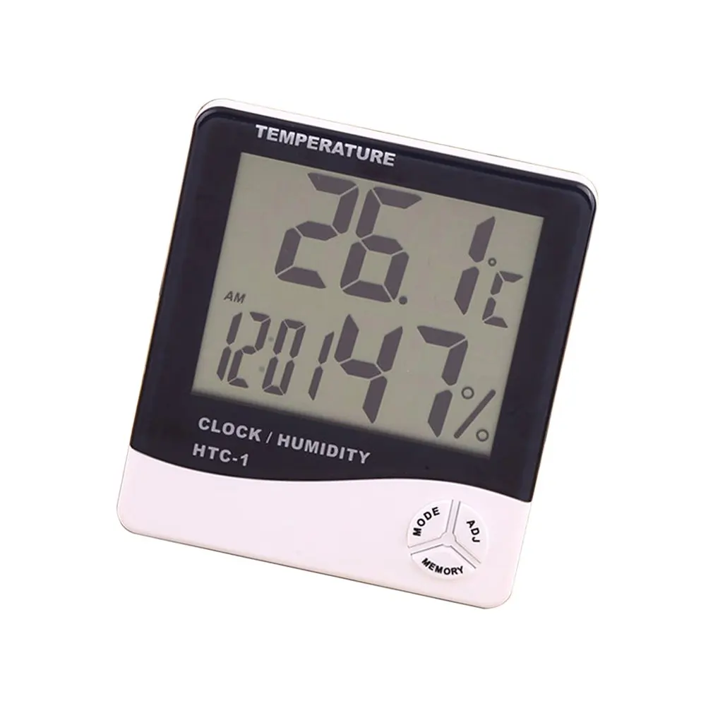 Htc-1 крытый электронный термометр будильник творческий дом большой экран термометр и гигрометр подарок