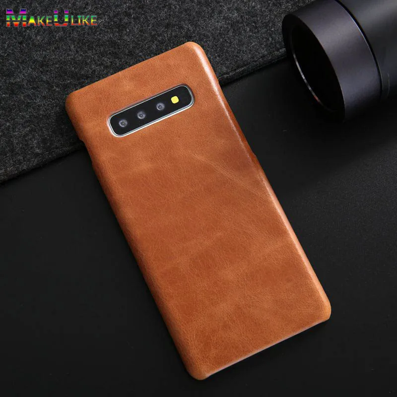 

MAKEULIKE Genuine Leather Back Case For Samsung Galaxy S10 Plus Cover Luxury Phone Bag Cases For Samsung S10 S10Plus Case