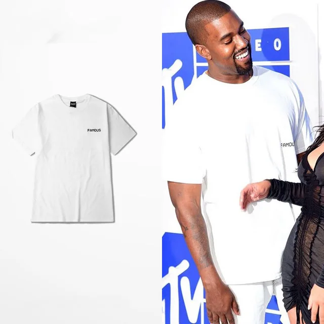 Kanye West Famous Letter Prited T Shirts Men Hip Hop Skate T shirt O