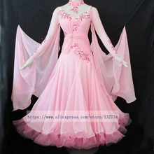 Современное Танго вальс бальных танцев платье, бальное платье из гладкой ткани, стандартный бальный зал платье девушки B-0029