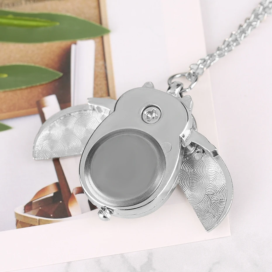 New Arrival Retro Bronze Pendant Quartz Mini Vintage Cute Silver Owl Pocket Watch Unique Necklace Chain Gift for Girls Boys Kids 2018 Gifts (1)
