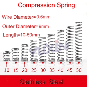 

50pcs/Lot 0.6*9*10-50 Small Coil Compression Spring,Stainless Steel Springs,Small Spot Micro Compression Spring For 3D Printer