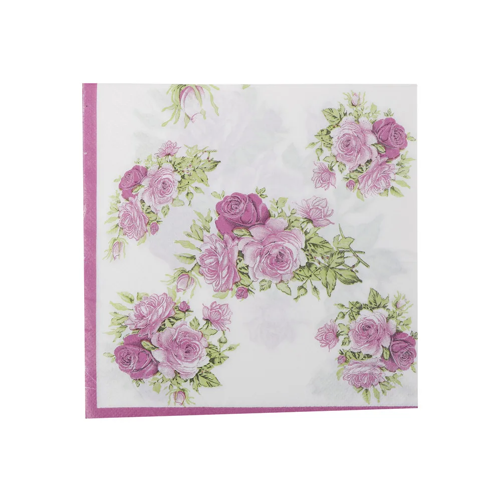 

20pcs/pack 33cm*33cm Rose Paper Napkin Flower Festive & Party Tissue Napkins Decoupage