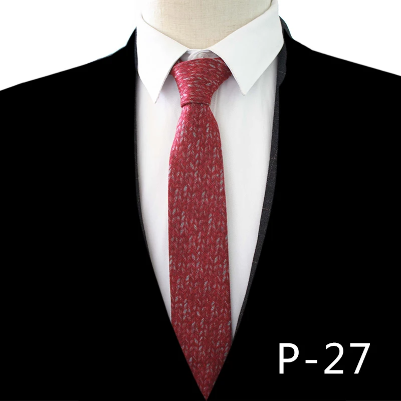 Модный мужской шерстяной хлопковый Полосатый Узкий галстук 6 см, Узкий Тонкий галстук для мужчин, повседневные Свадебные деловые галстуки gravatas - Color: P-27