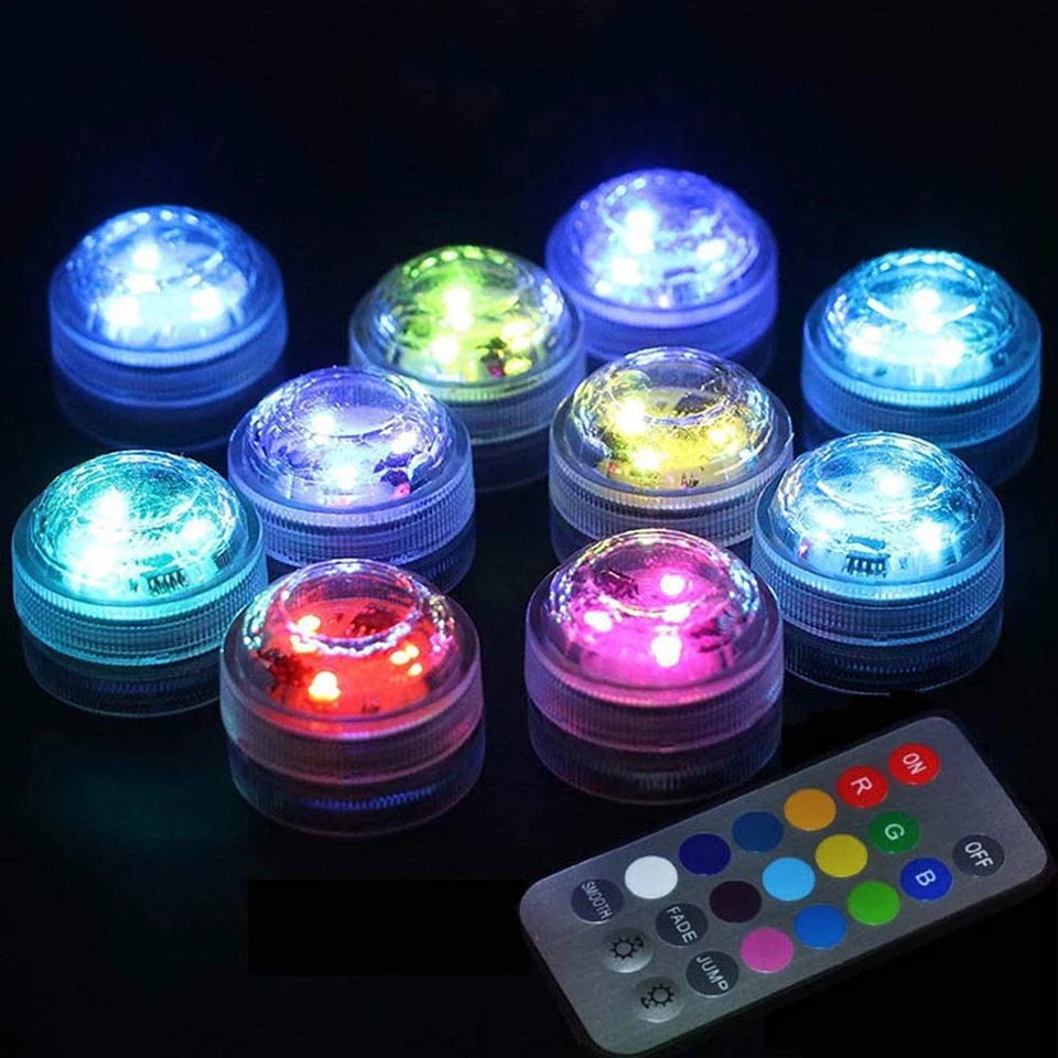 swimming pool lights underwater Battery Powered RGB Submersible LED Light IP68 Waterproof Underwater Led Light Night Lamp for Fish Tank Pond Wedding Party Light underwater pond lights