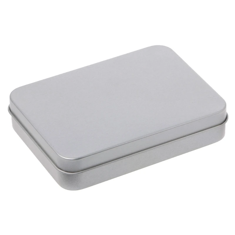 OOTDTY Small Metal Storage Box Tin Silver Storage Box Case Organizer For Money Coin Candy Key