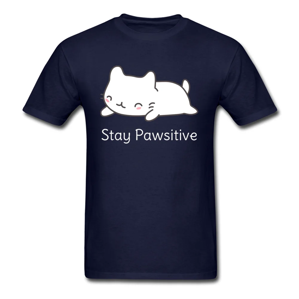 Kawaii Cat Pun 100% Cotton Men's Short Sleeve Tops Tees Printed On Mother Day T-Shirt 2018 New Fashion Crew Neck Top T-shirts Kawaii Cat Pun navy
