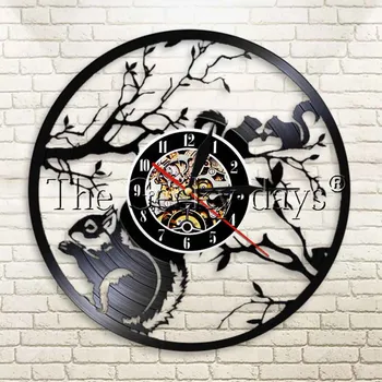 

1Piece Animals Vinyl Record Wall Clock Squirrel Wall Clock Wall Watch Time Clock Creative Timepiece For Squirrel Lover Gift