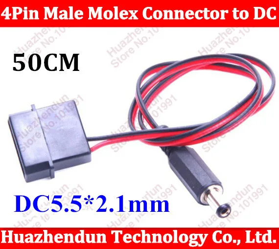 Бесплатная доставка 4PIN разъем Molex Мужской к DC 5.5*2.1 мм разъем кабеля 18awg