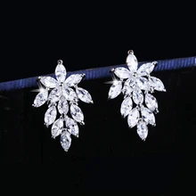 Гипоаллергенные ювелирные изделия, серьги с кристаллами CZ, серьги-гвоздики в виде цветка розы, Серьги серебряного цвета для женщин, низкая цена