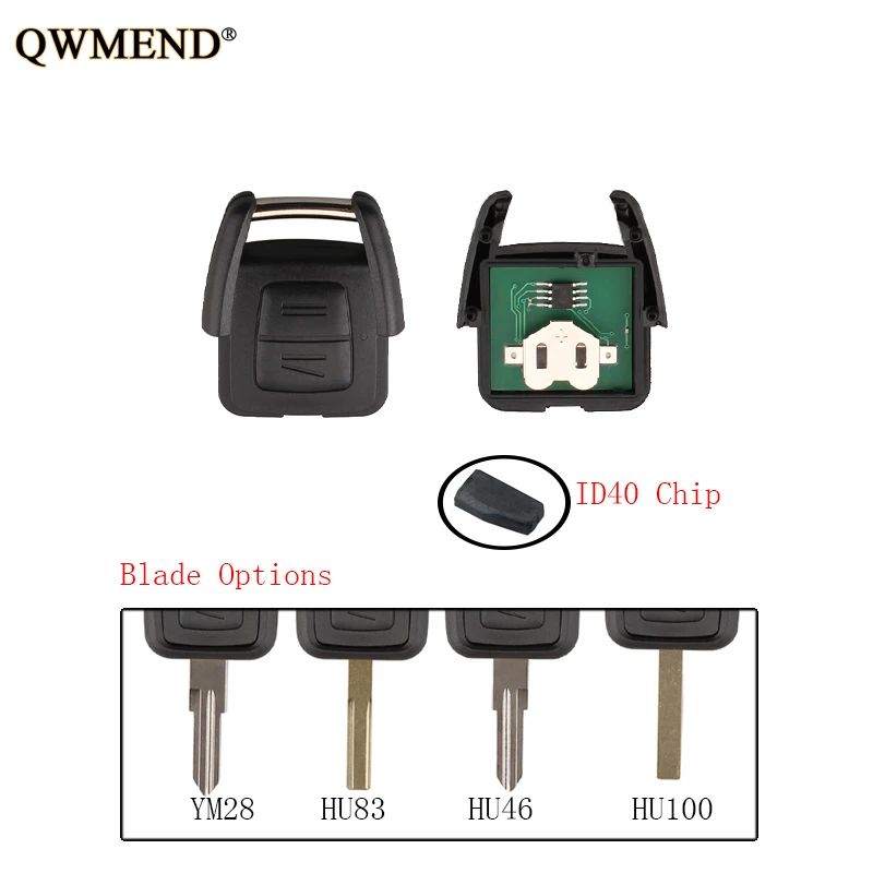 

QWMEND Car Remote key Fob DIY For Vauxhall Opel Astra Vectra Zafira 433Mhz HU43/HU100/YM28/HU46 Blade Original key+ID40 Chip