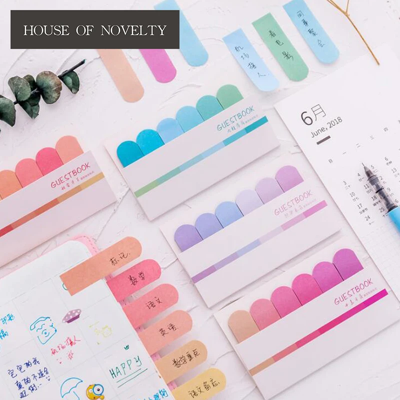 

24pcs/lot Colorful Guestbook Gradient Color Memo Pad N Times Sticky Notes Escolar Papelaria School Supply Bookmark Label