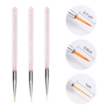 

3pcs/set Nail Art Liner Painting Pen 3D Tips DIY Crystal UV Gel Brushes Drawing Kit Flower Line Grid French Design Tool