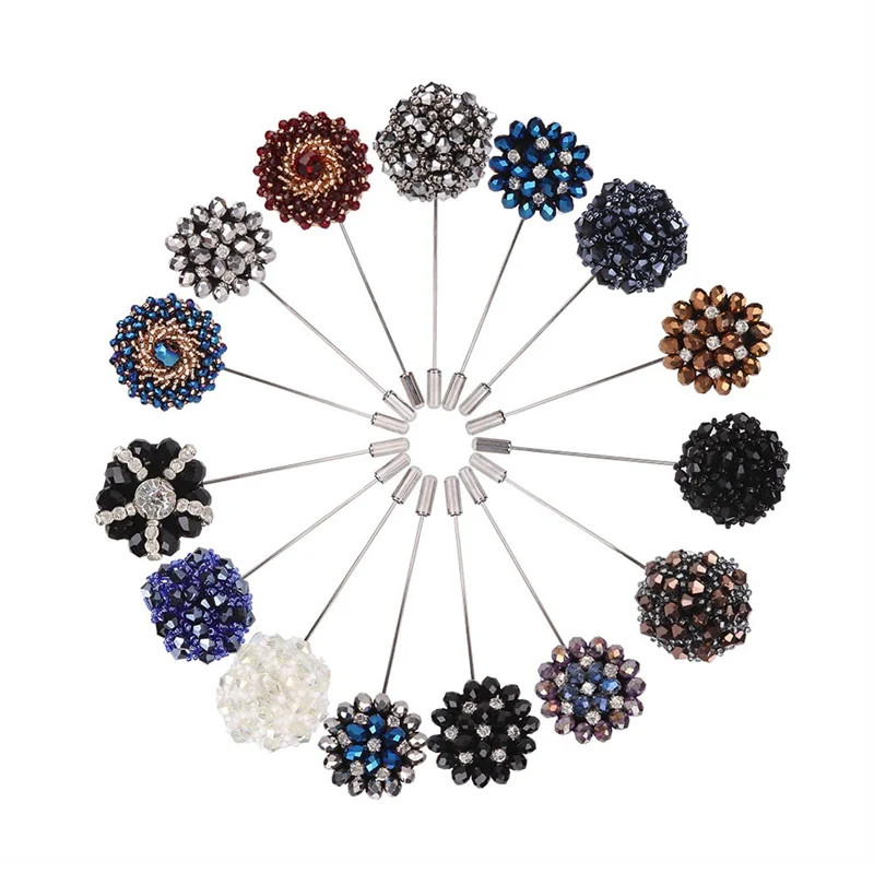 

Brooch Pins Men Lapel Pins Crystal Men Brooch Flower Lapel Pins Beaded Floral for Suits Handmade New Fashion Daisy