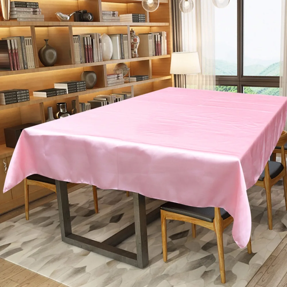 

5pcs rectangle Satin Tablecloth Table Cloth Cover Wedding Banqueting Home Decor Oilproof dustproof solid color Home Textiles