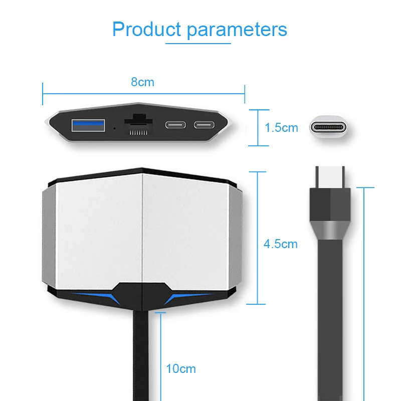 Basix USB C HUB Ethernet Тип C концентратор для оптоволкна вай-Мульти USB 3,0 Порты и разъёмы Thunderbolt 3 Мощность адаптер для MacBook Pro док-станция для USB-C концентратор