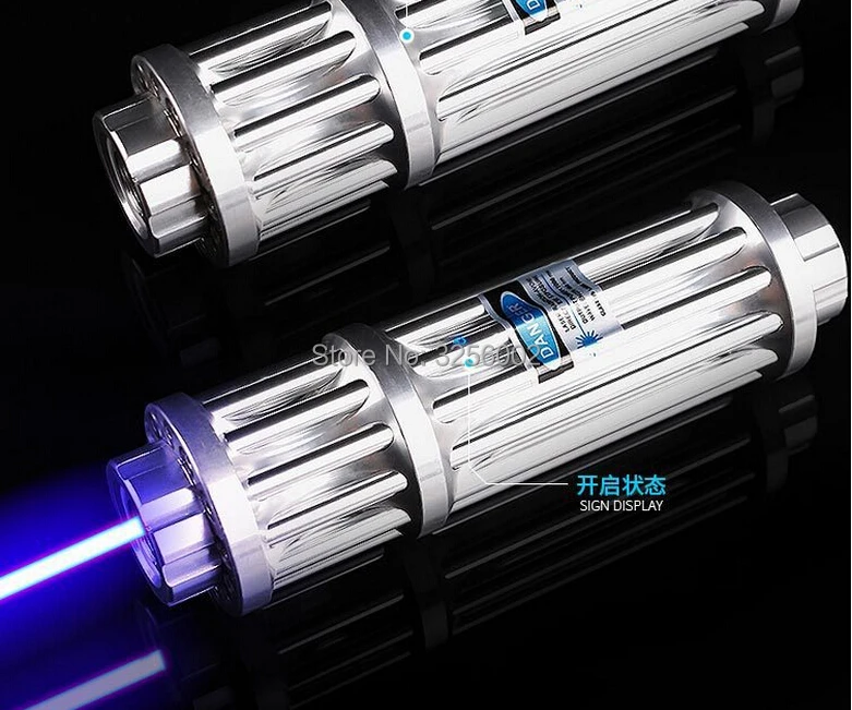 De alta potencia de láser azul puntero de 1000000 m 1000 w 450nm láser haz militar quemando encuentro/papel/madera seca /vela/Negro/quemar los cigarrillos - 1
