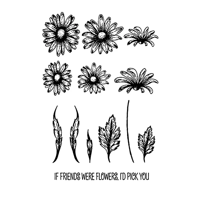 

Daisy Flowers and Leaves Clear Stamps for DIY Scrapbooking Photo Album Decoretive Card Making Embossing Stencial 11*16cm