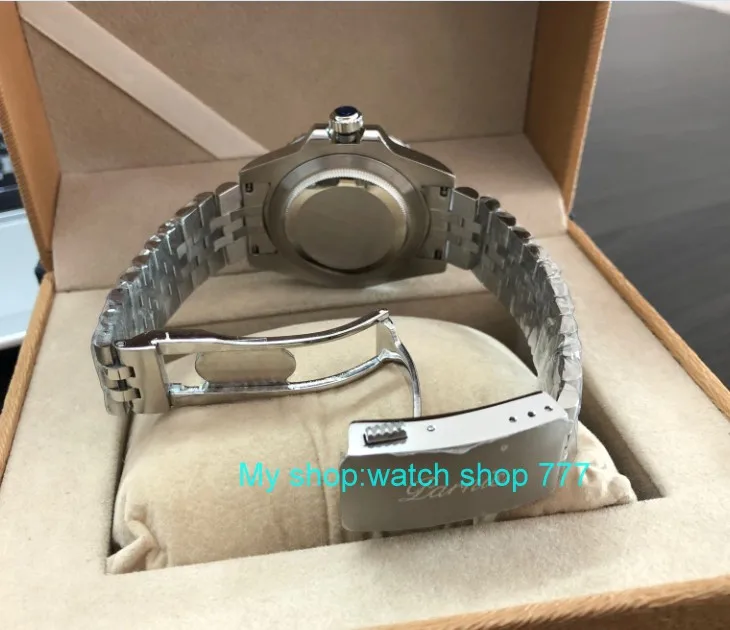 Tanie 40mm PARNIS szafirowe GMT automatyczne maszyny ruch luminous zegarki męskie niebieski i czerwony bezel pa61 p8